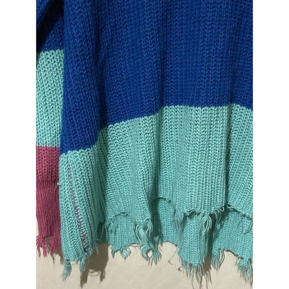 Simply Southerns Sweater Women’s Medium Distressed Striped Pink White Blue - Picture 8 of 10